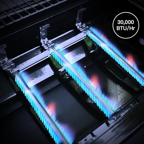 Miniatura 4 de ChuMaste Parrilla de propano de 3 quemadores, parrilla de gas, parrilla de barbacoa de 30000 BTU con estante plegable (mesa reversible)