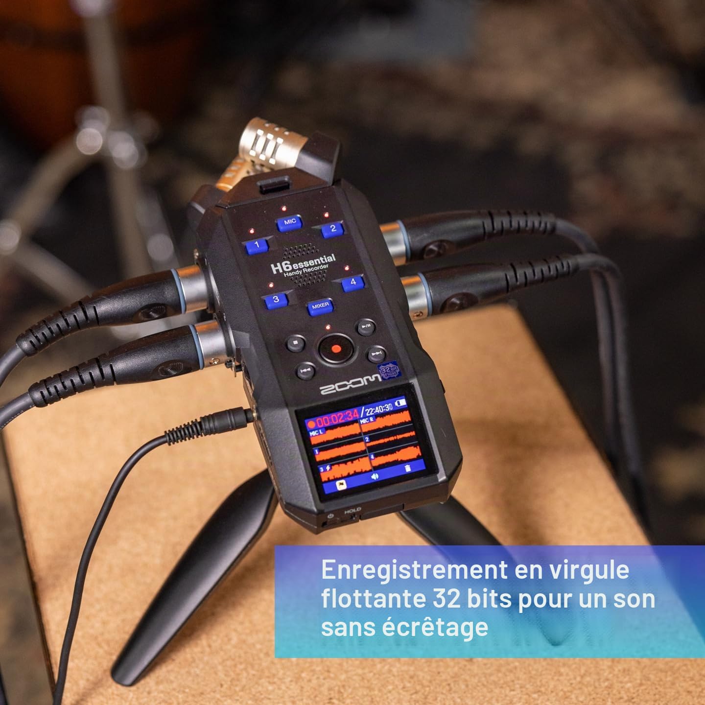 Zoom H6essential Enregistreur Portable 6 Pistes en 32 Bits, Guide Vocal, Micro stéréo X/Y Amovible, 4 entrées XLR-Jack, Interface Audio USB, pour Musique, Podcast, cinéma, Sound Desing