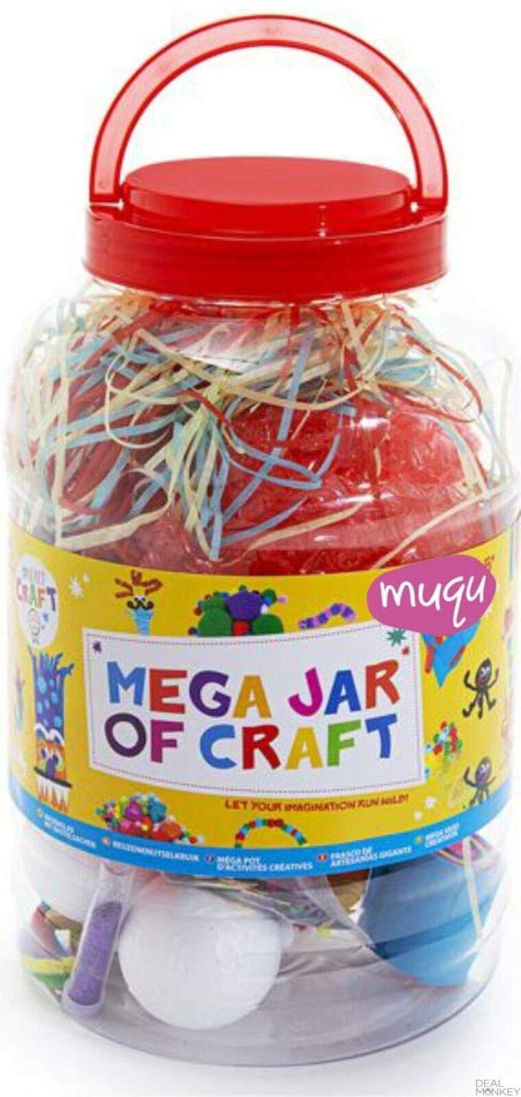 Grafix Pink Mega Craft Jar Giant Art Set Pom Poms Beads Paper Foam Letters