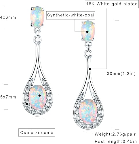 Miniatura 3 de Aretes colgantes para mujer, chapados en oro blanco de 18 quilates, chapado en oro rosa, hipoalergénicos para orejas sensibles