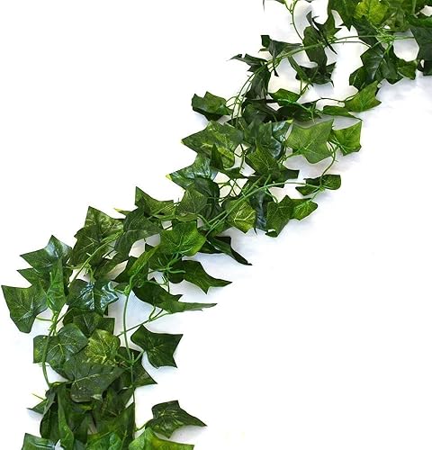 Miniatura 5 de Unilove Paquete de 12 enredaderas artificiales de 84 pies, hojas de hiedra artificial, plantas colgantes para dormitorio, oficina, decoración de