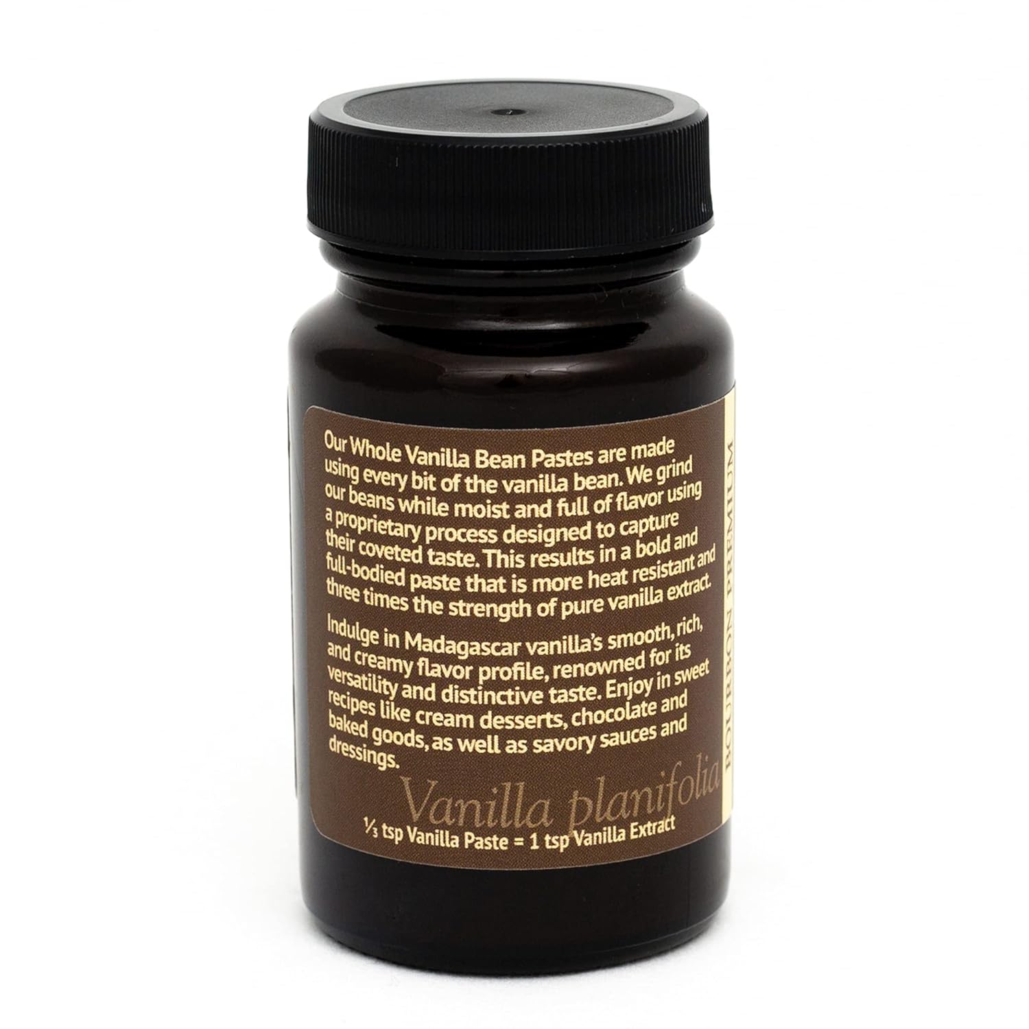 Tahitian Gold Unsweetened Whole Vanilla Bean Paste - Bourbon Premium: Smooth, Rich & Creamy - Vanilla Paste for Baking, Desserts & Beverages - Pure Vanilla Bean Paste from Madagascar (2 Oz Glass Jar)