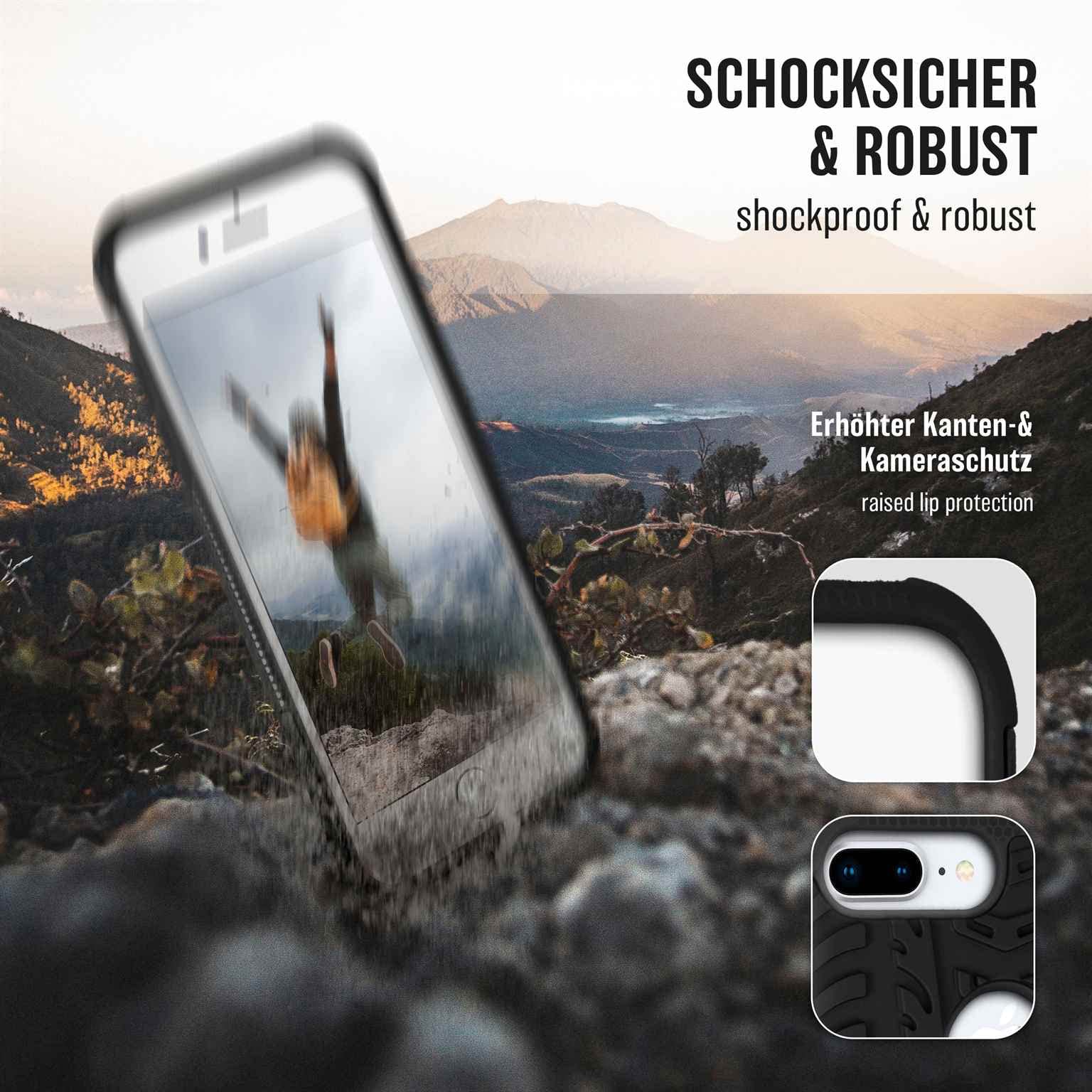 OneFlow Custodia Blindata Antiurto Per IPhone 7 Plus/8 Plus – Protezione 360° Con Supporto Pieghevole E Bordi Rialzati, Colore Nero
