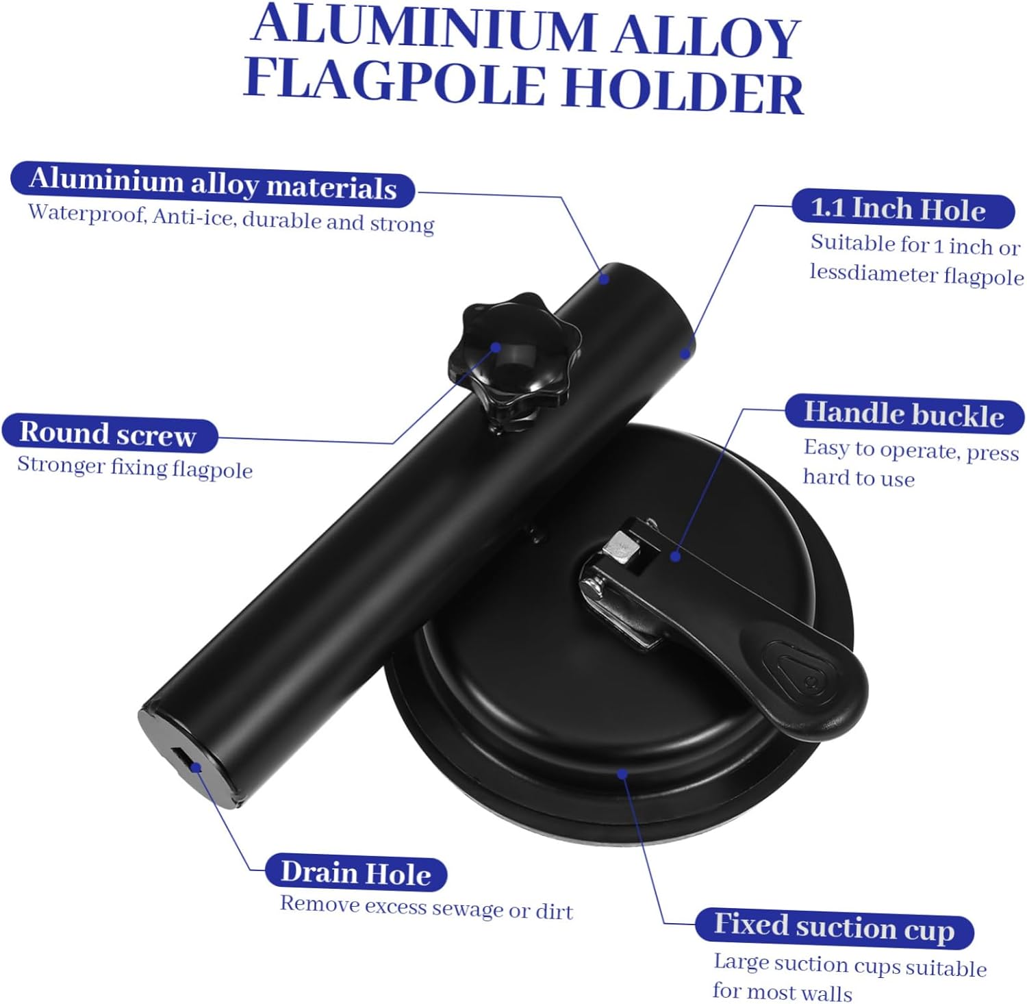 1pc Flagpole Bracket Universal Suction Cup Flag Pole Bracket for Rv, Truck, Car, House, Wall - Pole Kit Truck Cup Holder Wall Mount Flag Pole Outdoor Flag Aluminum Alloy