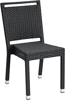 METRO Professional Gartenstuhl mit Handgriff Barbados, Aluminium/PE Rattan, 45 x 61 x 86 cm, Stapelbar, Wetterfest, 150 kg Tragkraft, Schwarz