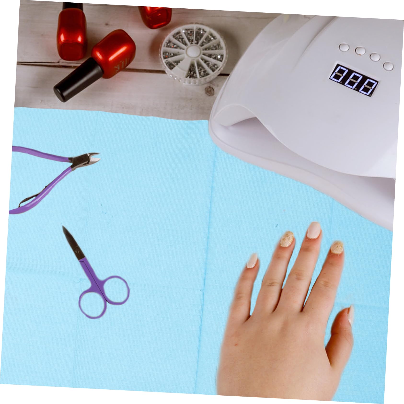 Didiseaon Tovaglietta Monouso per Manicure Blu in Carta Fibra Resistente 125 Pezzi per Nail Art Salon e Ufficio