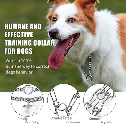Miniatura 4 de Collar de entrenamiento de perro de acero inoxidable ajustable para perros con anillo giratorio de 0.866 x 0.118 in (tamaño del cuello hasta 18