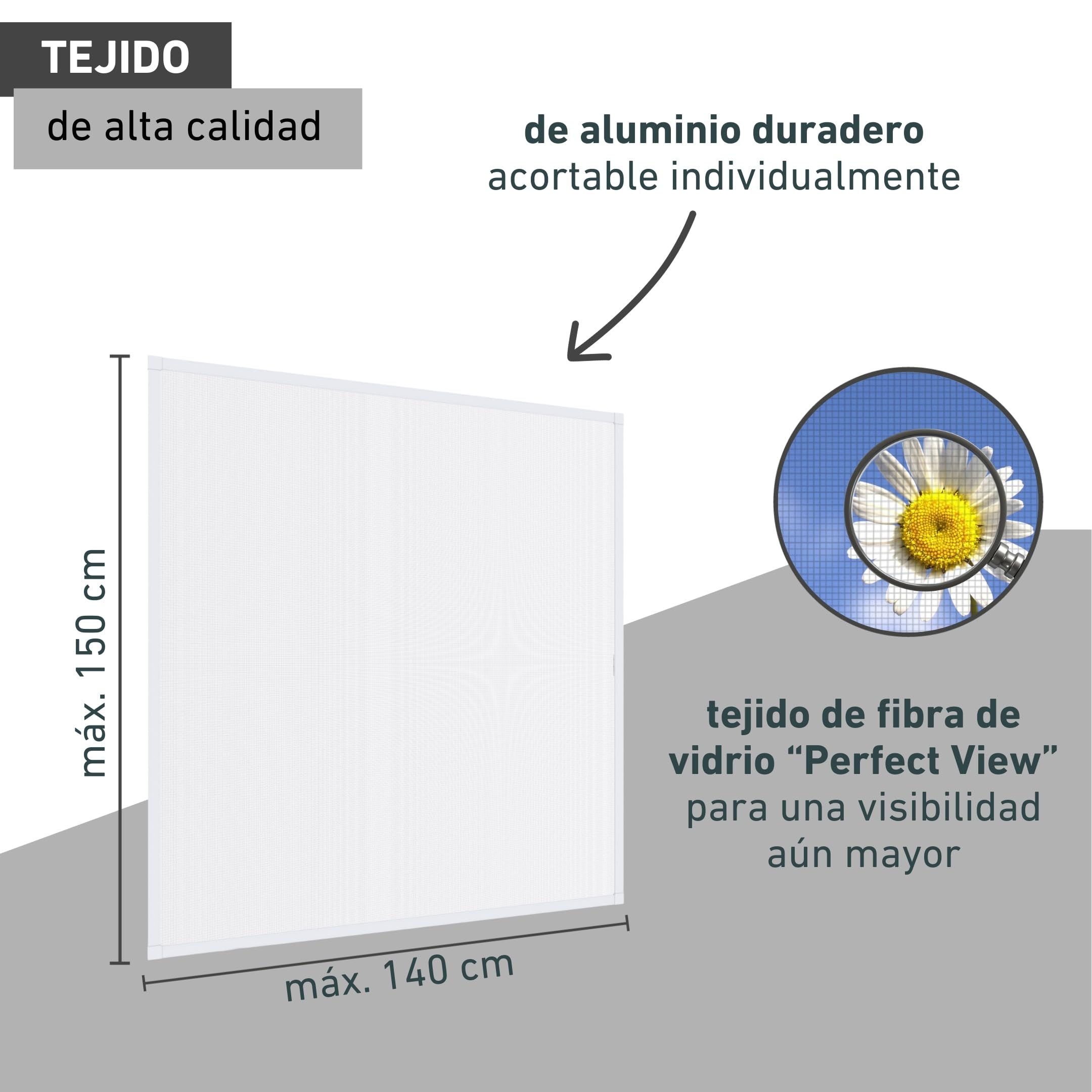 Windhager Mosquitera Marco Tensor Expert, mosquitera Marco de Aluminio para Ventanas 140 x 150 cm, Blanco, 04338