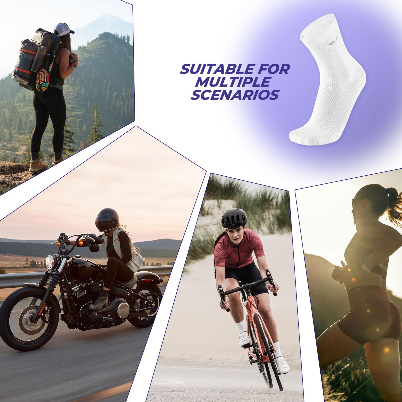 ROCKBROS TVI Chaussettes de Sport Femme Lot de 2, Socquette Courte Respirante Running Cyclisme Fitness Taille S/M
