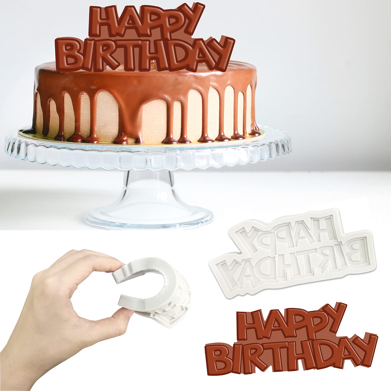 Lettere di Buon Compleanno Stampi in Silicone Lettera Inglese 2pcs