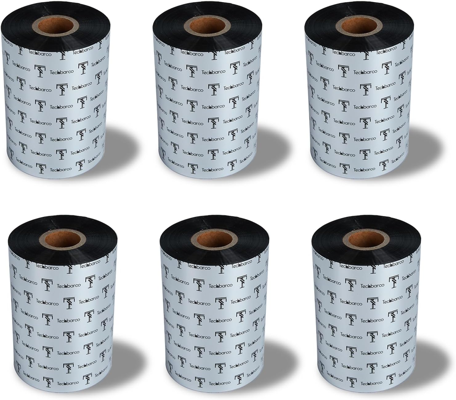 6 Rolls 4.33" x 1476' Premium Enhanced Wax Thermal Transfer Ribbon, 110mm x 450m Black Industrial Barcode Label Printer Ribbon - Compatible with Zebra, TSC, GoDex, Citizen, 1" Core