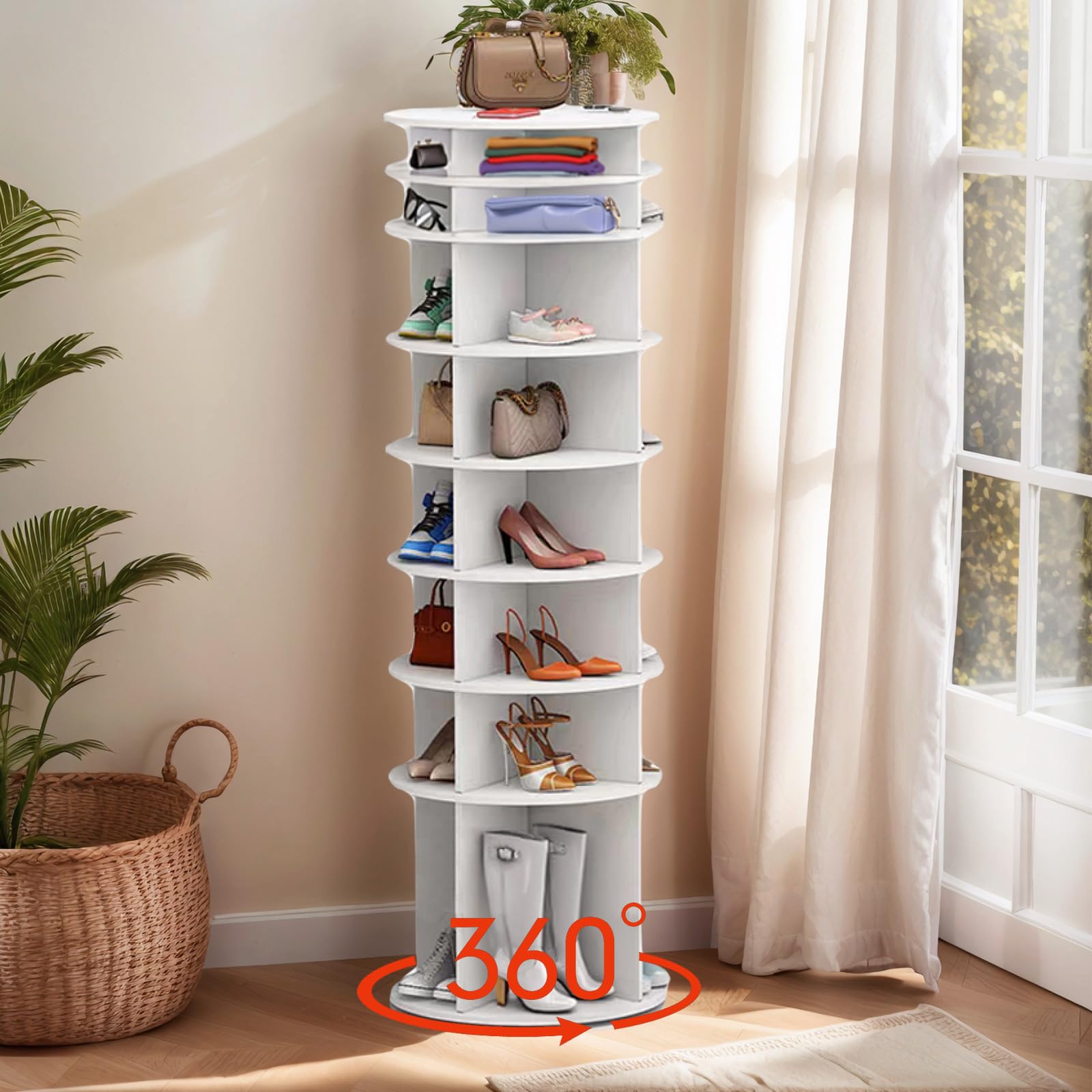 Amazon.com: Anwick 8 Tier Rotating Shoe Rack Tower, 360° Spinning