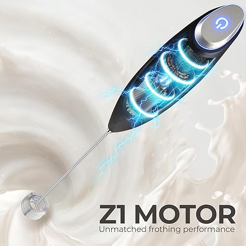 Vista 625 de Zulay Kitchen - Espumador de leche de mano con pilas AA Duracell: batidora de bebidas resistente para café, latte, capuchino y más, color aurora