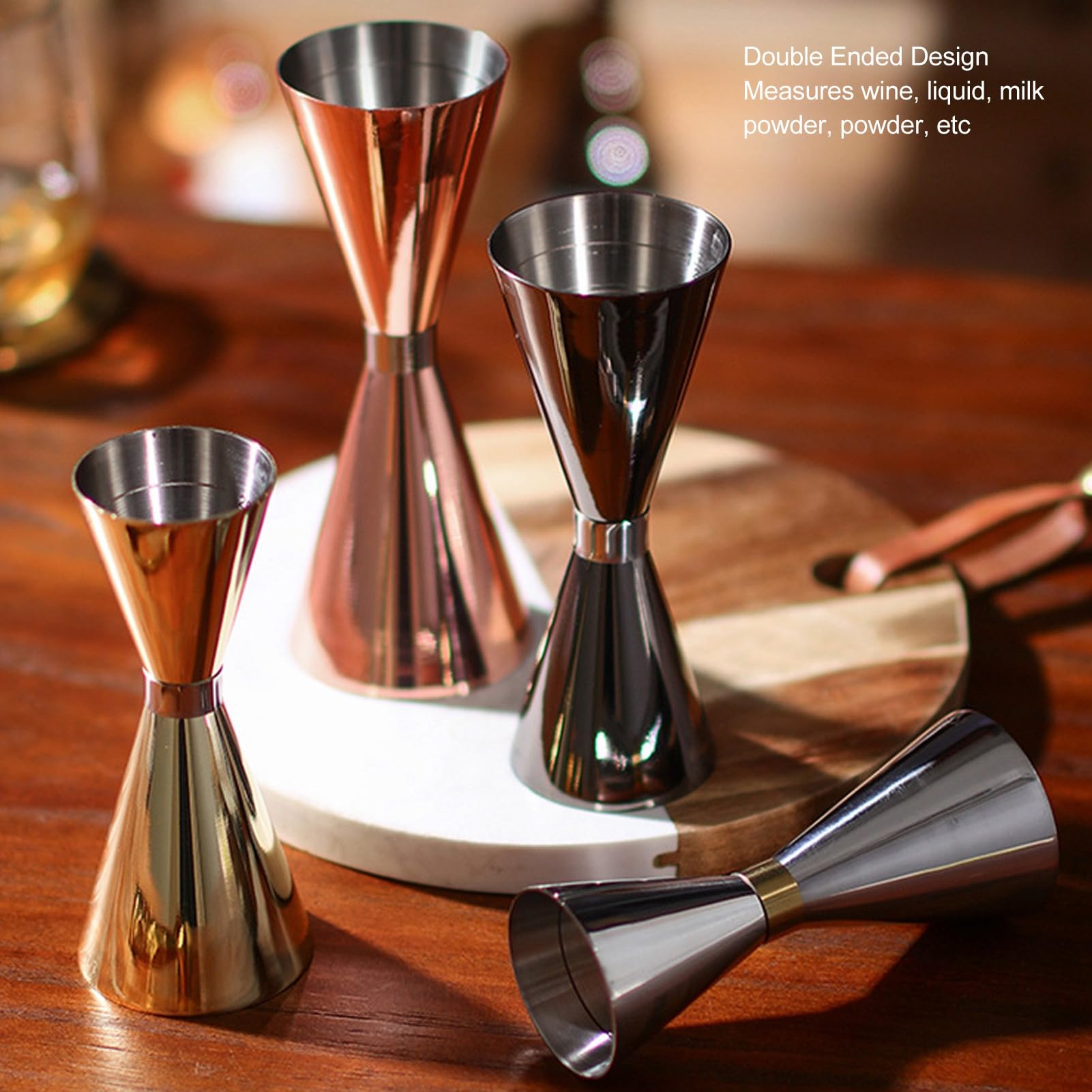 MISNODE Cocktail Jigger, Stainless Steel Measuring Cup with Scale, Double Ended Cocktail Jigger Bar Measuring Cup Bar Measuring Jigger Bar Accessories for Home Party(Black)