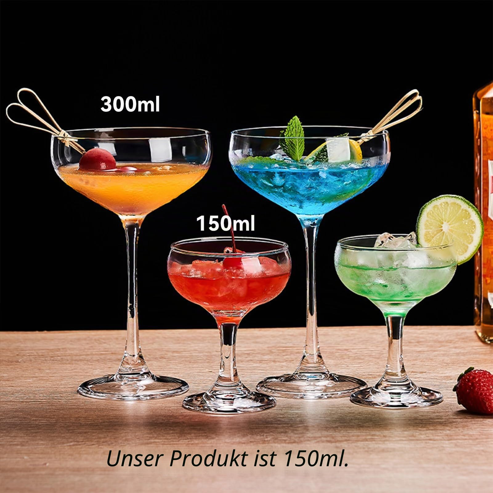 Super Margarita Daiquiri Manhattan Martini-Glas-Set, klassische Mini-Martini-Gläser, 142 ml Fassungsvermögen, perfekt für Zuhause, Bar, Partys und Unterhaltung, 6-teilig