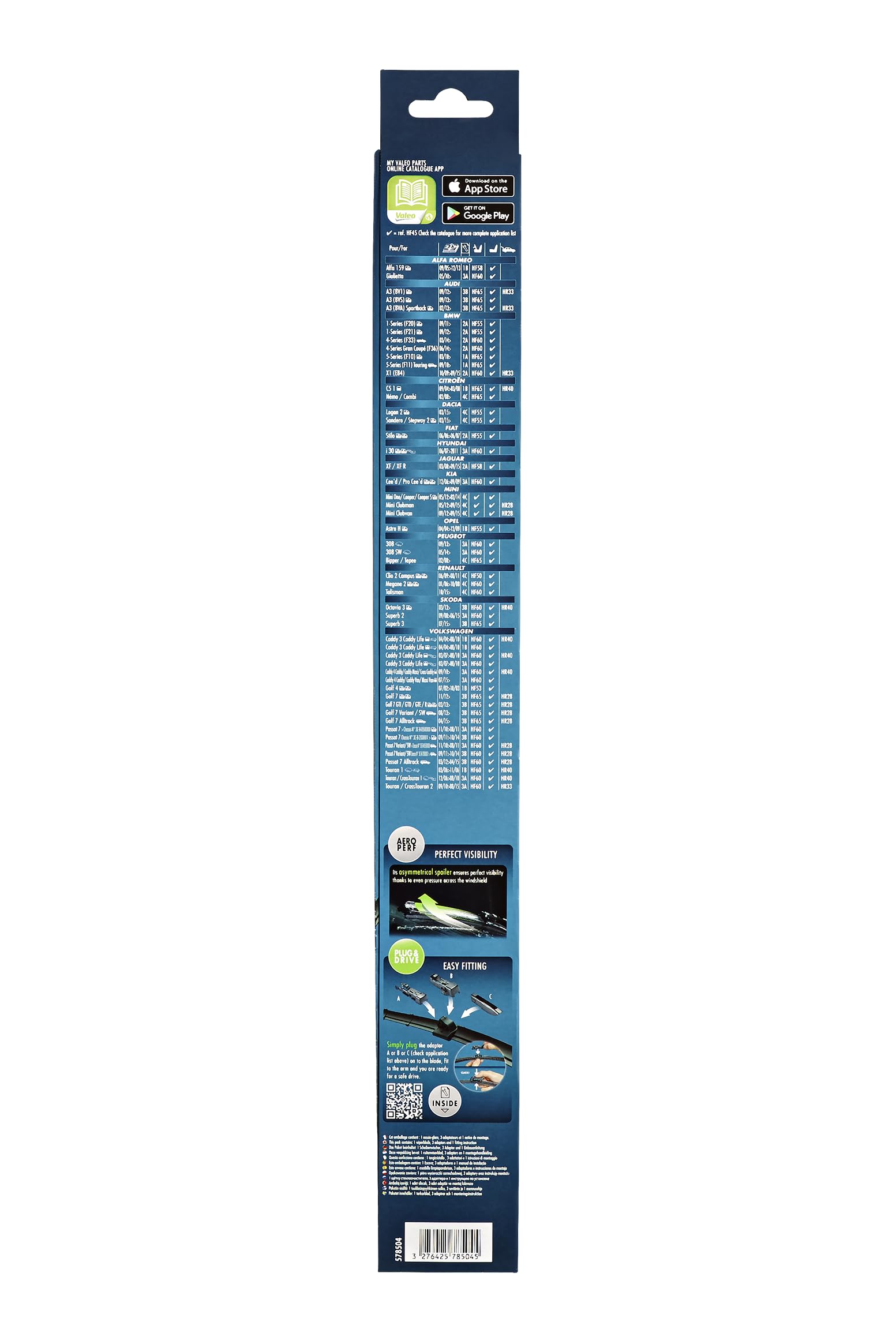 Valeo Silencio Spazzola Tergicristallo 578504 - 450mm (18") - Qualità Originale - Prodotta In Francia