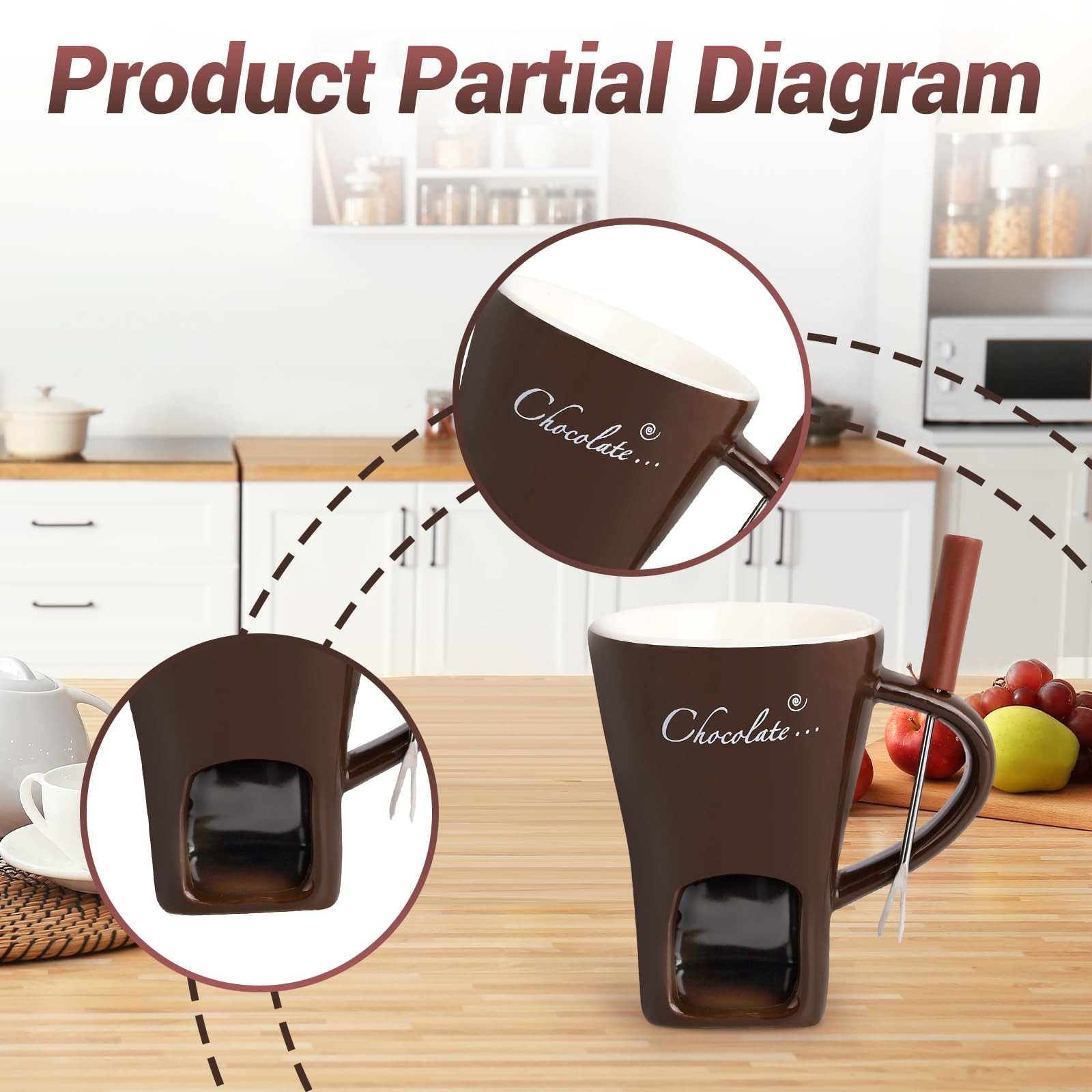 Fondue Mug Generisch Chocolate s Set, Tea Candle Fondue Set, 200ml