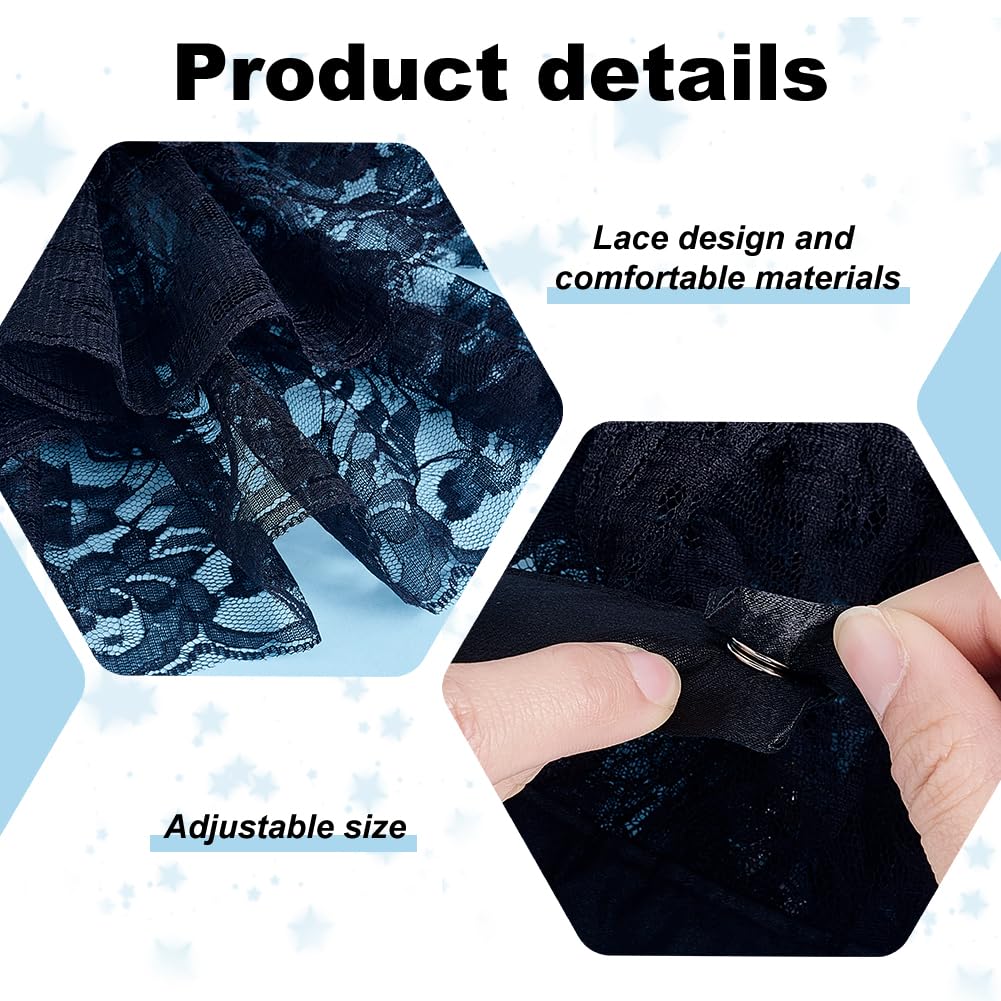 HOBBIESAY 1PC Black Jabot Collar Lace Jabot Necktie Ruffled Detachable Collar Colonial Collar Costume Accessory for Women Men Halloween Outfits Cosplay Fancy Dress - Image 4