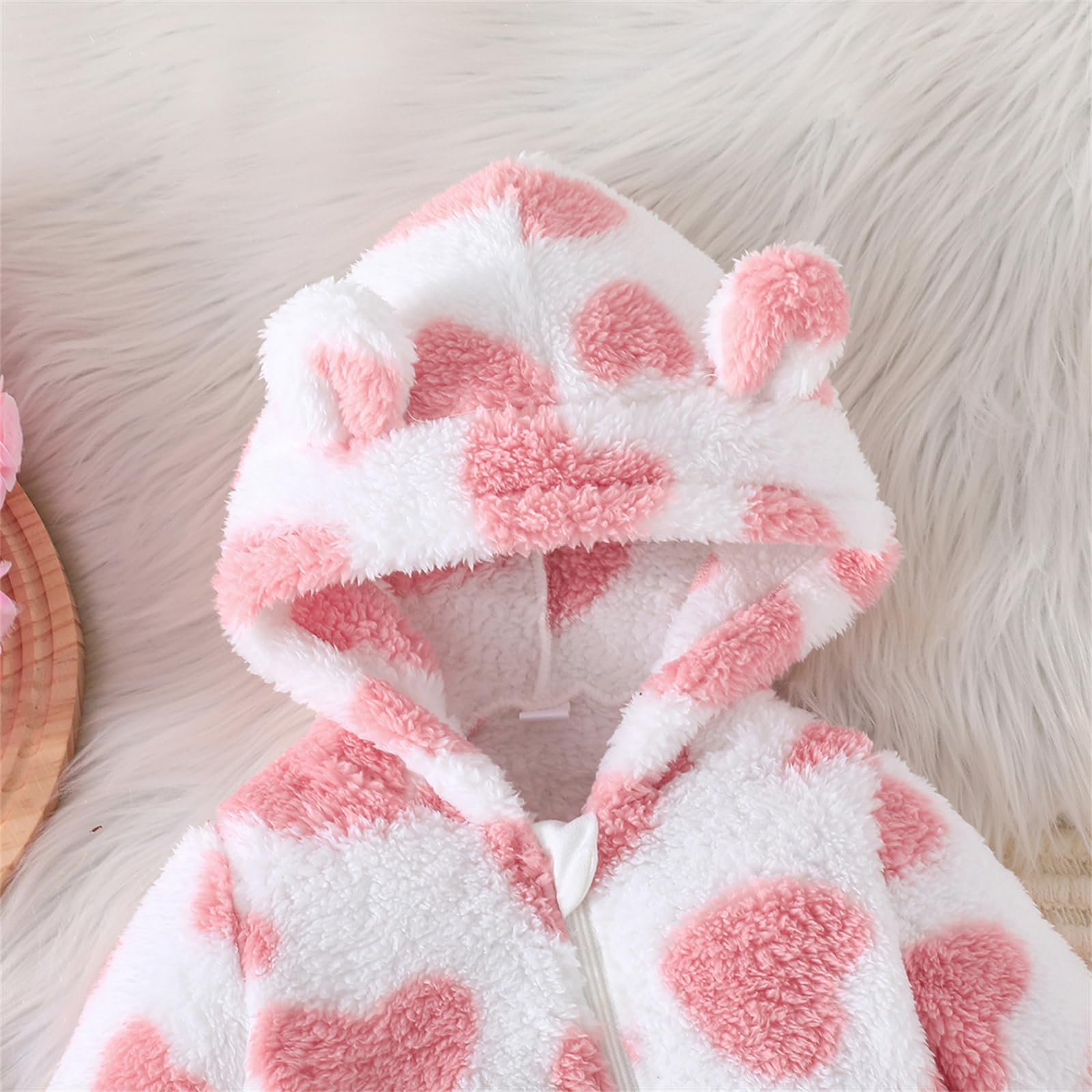 Combinaison de neige ourson polaire bébé une pièce à capuche Rose 3-6 Mois