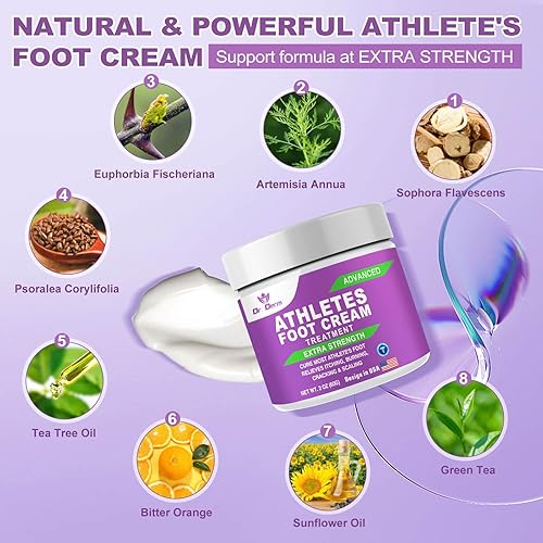 Vista 3 de Crema para pies de atletas, tratamiento de pies de atletas extra fuerte, tratamiento de hongos en los pies, crema reparadora de pies para pies