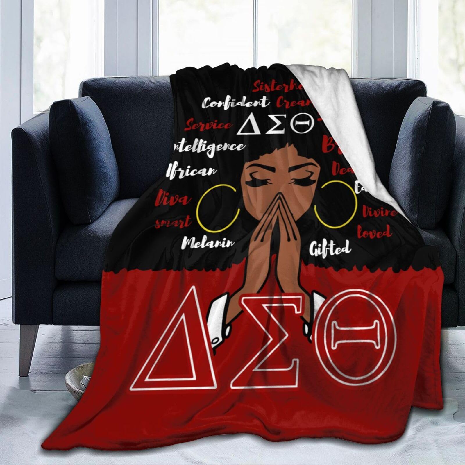 JIW Iaa Blanket Sorority Gifts for Women 1913 Sisterhood Red D.S.T Sorority Paraphernalia Gifts Lightweight Flannel Throw Blankets Gifts Idea 50"x40"