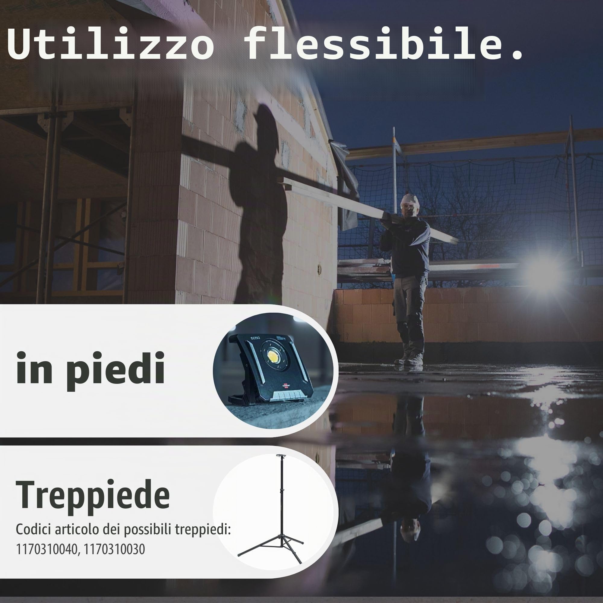 Brennenstuhl Faro LED ricaricabile da lavoro Lampada LED Portatile 4000 MA, 4500lm | IP65 | Compatibile con Batterie 18V dei 5 Principali Produttori di Powertool | Engineered in Germania