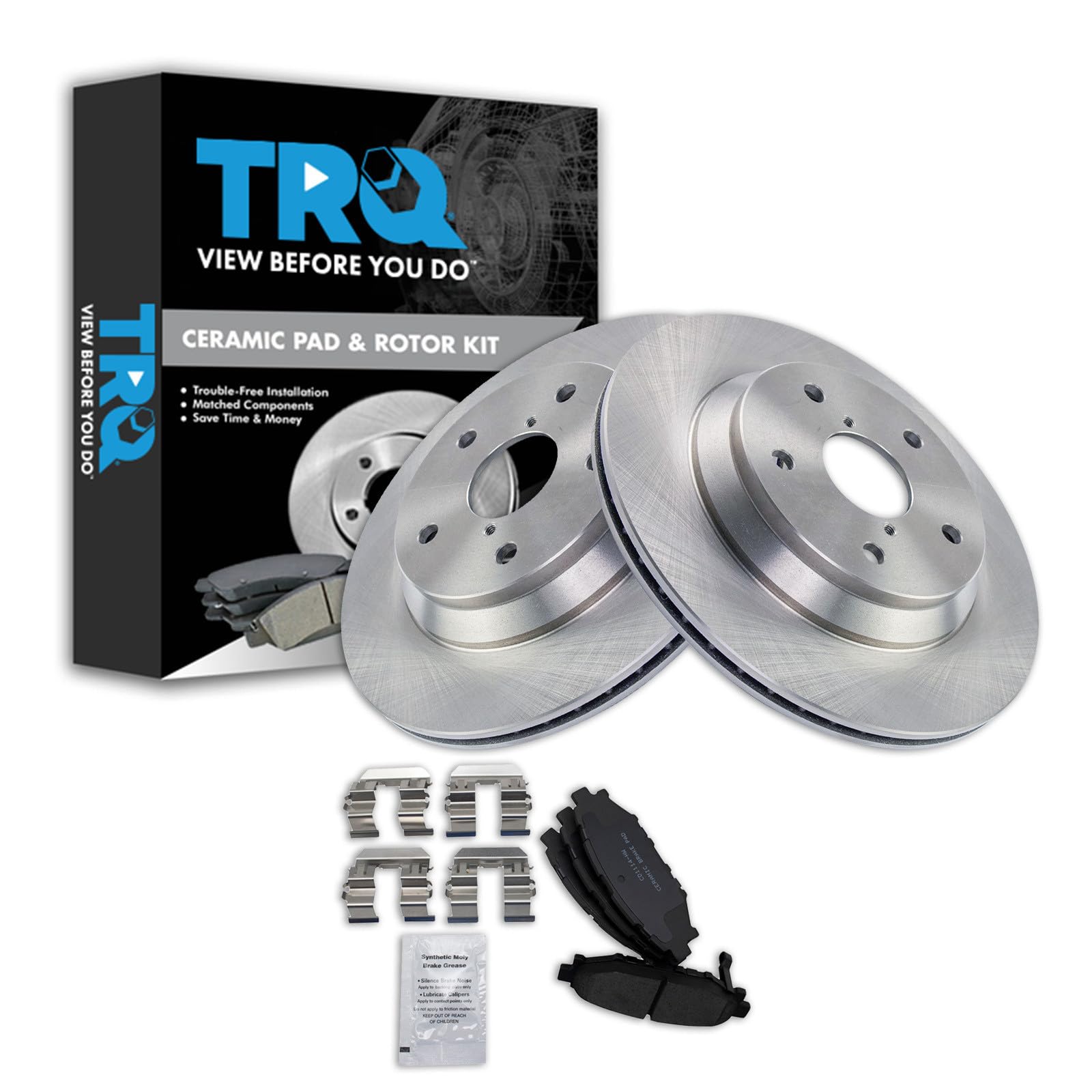 TRQ Rear Brake Pad and Rotor Set Ceramic Compatible with 2019 Subaru Forester