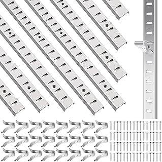8 Pcs 40 Inch Shelf Pilaster Tracks and 24 Pcs Shelf Clips Adjustable Me...