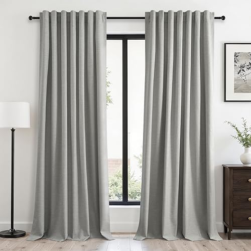 Vista 12 de Topfinel Cortinas Opacas y Cortinajes Marfil Crema de 84 Pulgadas de Largo, Beige con Pliegues Pinzados Completamente Opacas de Lino Natural