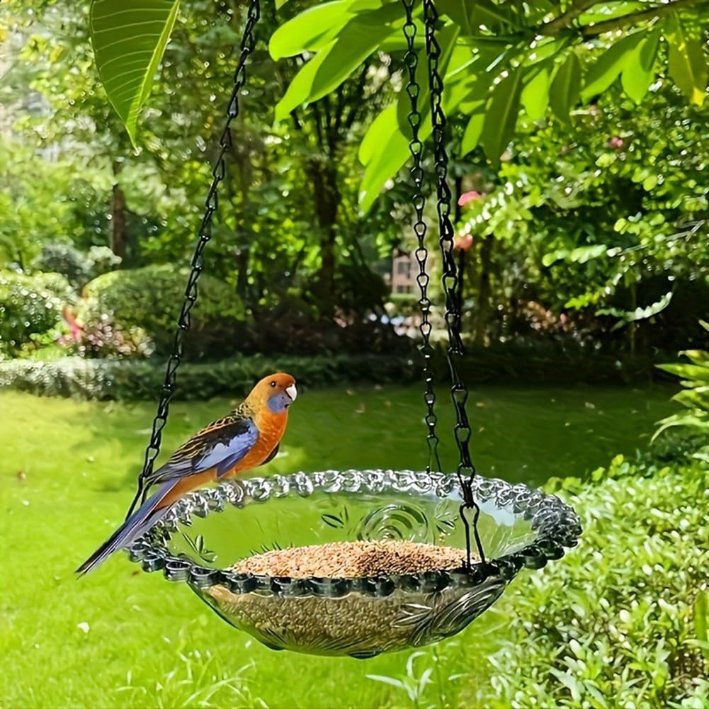 Vogeltränke Zum Aufhängen – Rundes Harz-Tablett Mit Edelstahl-Kette, Tiefe Wasserschale Für Gartenvögel