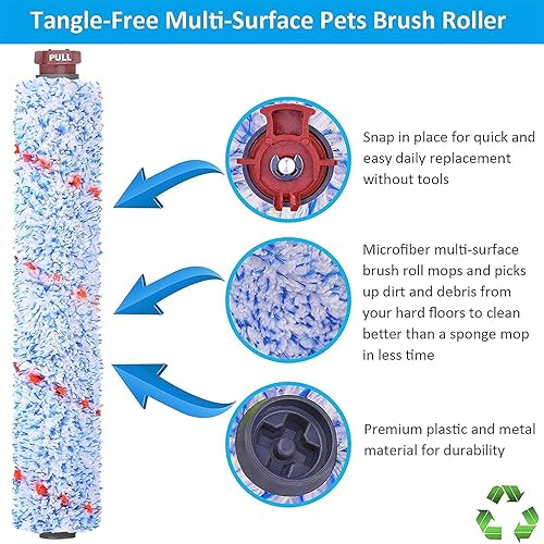Vista 4 de para Bissell CrossWave Partes de repuesto para aspiradoras, paquete de 4 rollos de cepillo multisuperficie Bissell CrossWave 1868 sin enredos
