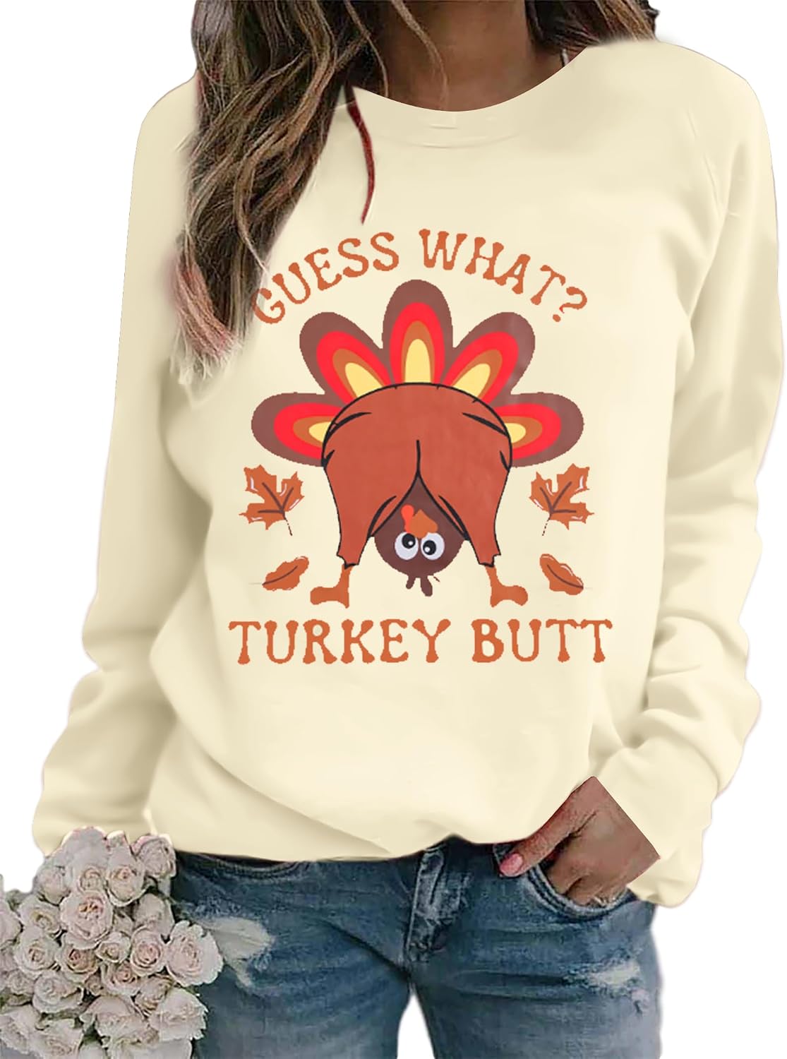 VILOVE Thanksgiving Sweatshirt Womens Chenille Gobble Shirt Colorful Letter Print Pullover Long Sleeve Crewneck Fall Tops