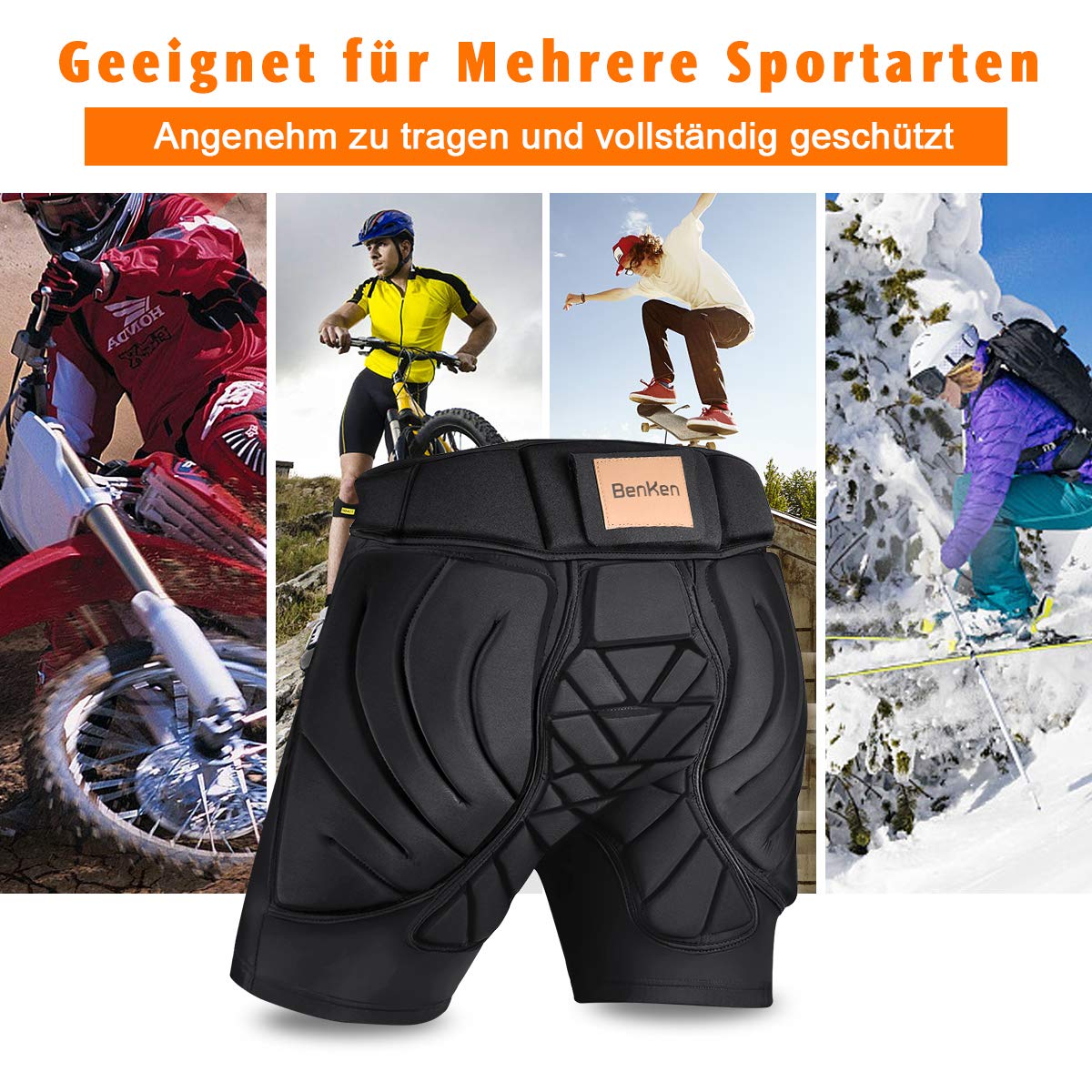 BENKEN Skiing Protective Padded Shorts spodnie kobiety mężczyźni ochrona 3D Hip Butt Guard Pad oddychający materiał odporny na uderzenia na snowboardzie (XL)