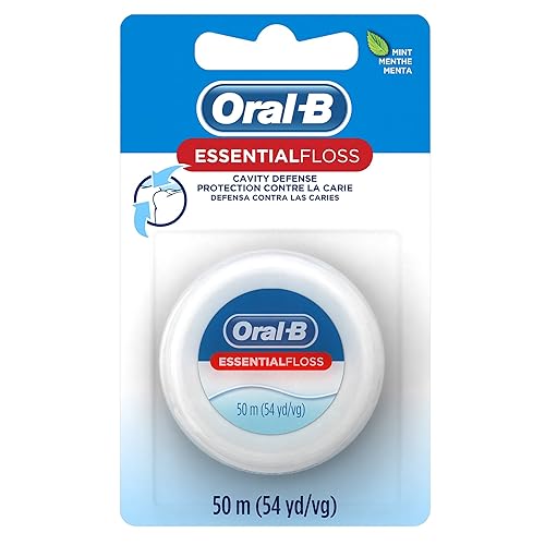 Oral-B Hilo dental, hilo dental esencial, menta, encerado, 54 yardas (paquete de 24)