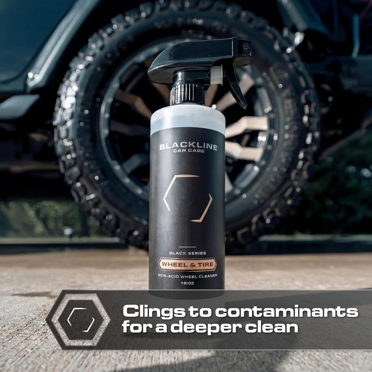 Blackline Wheel & Tire Cleaner Spray - Non-Acidic Brake Dust Remover Bug Remover & Wheel Cleaner for Cars, Trucks and More — Versatile, Fast Acting, and Safe for Most Finishes (64 Fl Oz)