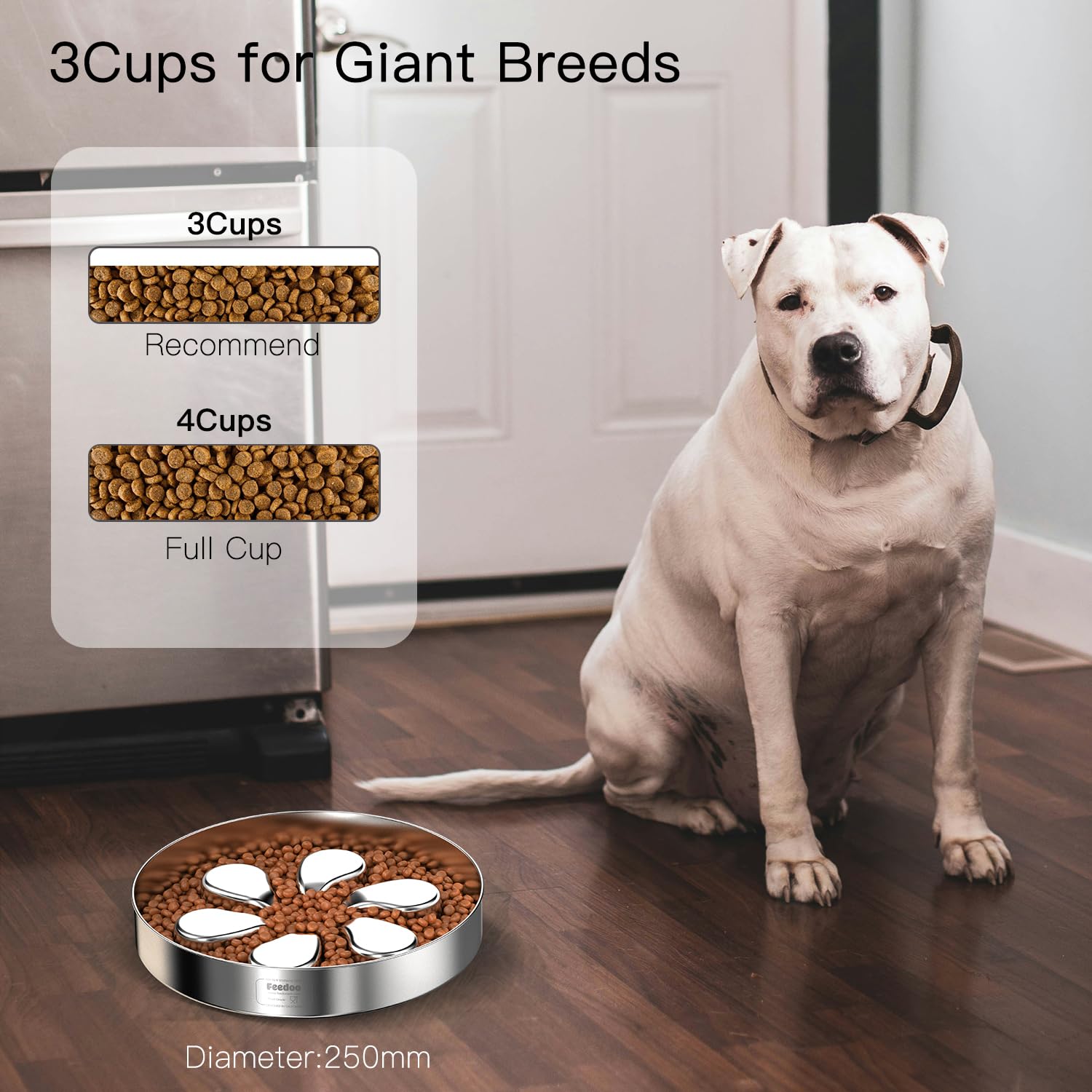 Cuenco de alimentación Lenta para Perros, 3 Tazas para Razas Grandes, Cuencos de Acero Inoxidable 304 de Grado alimenticio con Base Antideslizante, Laberinto para Mascotas para ralentizar la