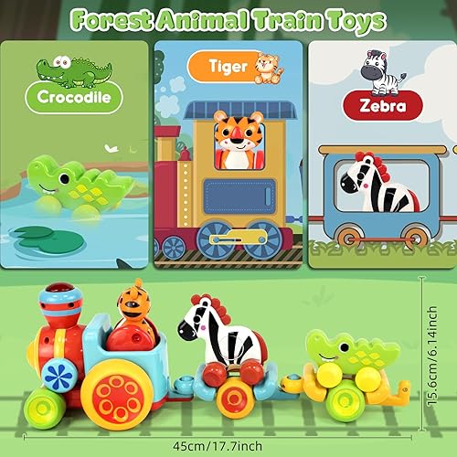 Miniatura 4 de Marstone Juguetes para bebés para niños y niñas de 1 a 2 años, juego de autos de tren forestal para niños pequeños de 1 a 2 años, juguetes de