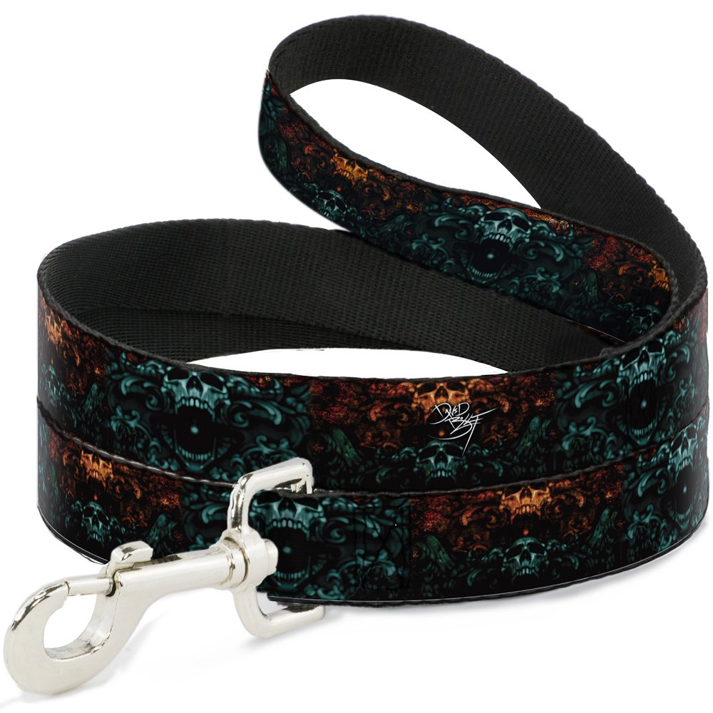 Laisse pour chien tête de mort Buckle-Down TJ-Ornament Skull noire