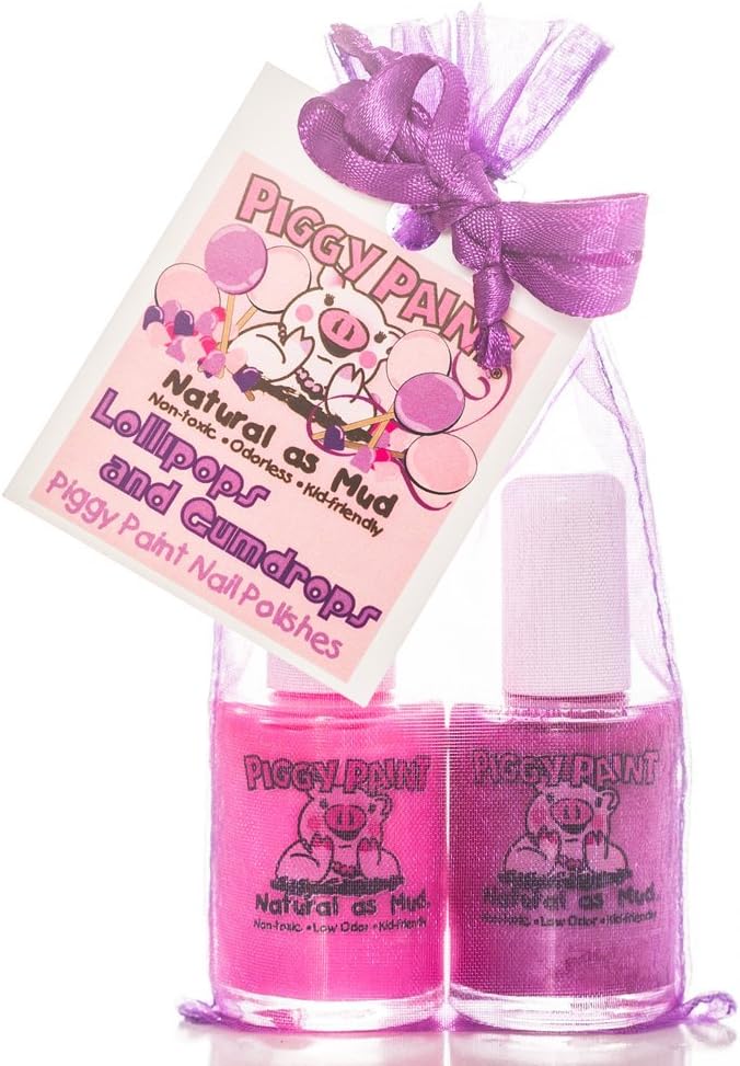 Piggy Paint Non-toxic Girls Nail Polish - Safe, Chemical Free - Lollipops & Gumdrops (2 Pack)