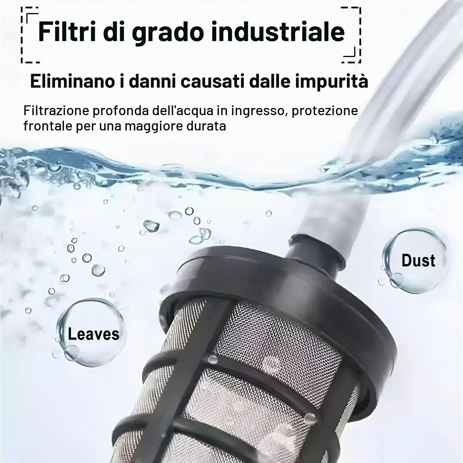 Tubo di aspirazione, filtro pompa dell'acqua, 3 pezzi, filtro per pompa dell'acqua, inserto per filtro dell'acqua, pompa da giardino, in acciaio inox con filtro di crittografia a doppio strato