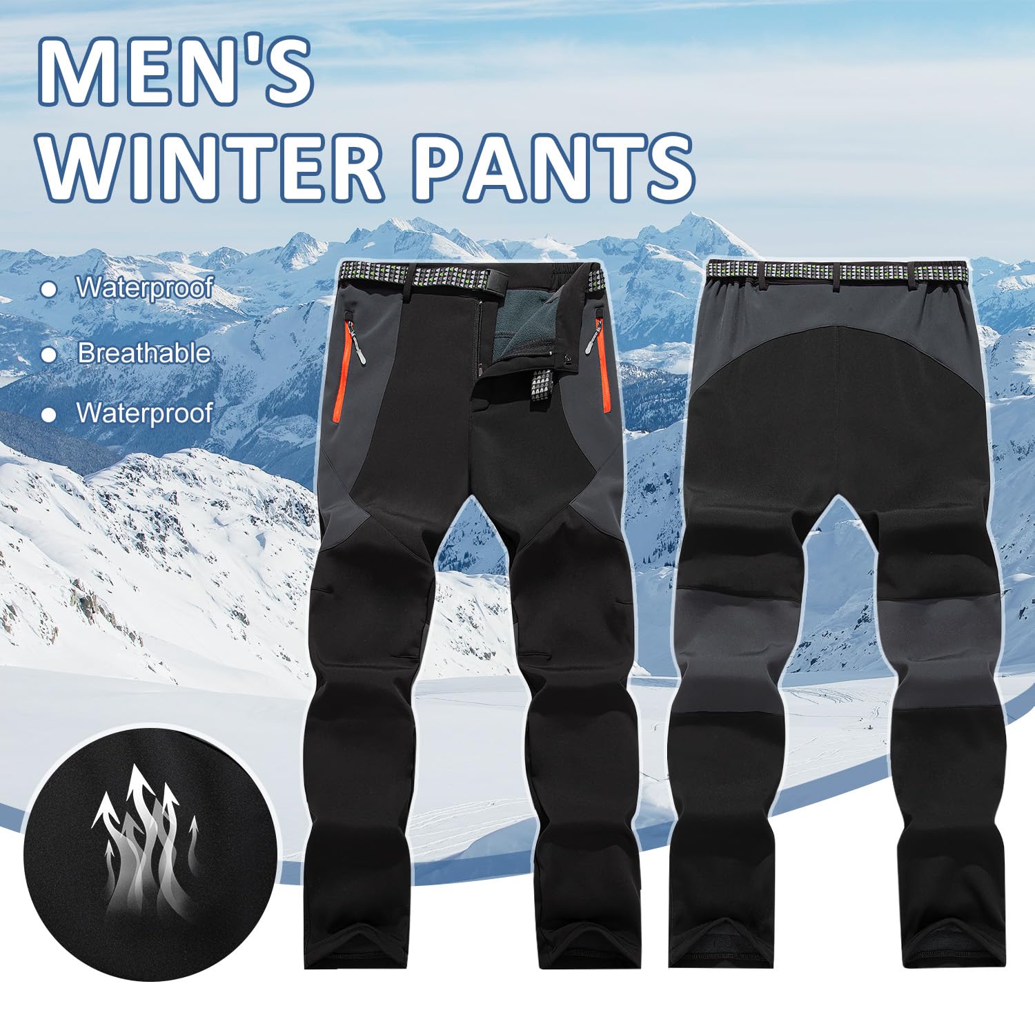 LHHMZ Pantalones cálidos de Invierno para Hombre al Aire Libre Pantalones de montaña de Forro Pantalones Casuales para Caminar y Esquiar