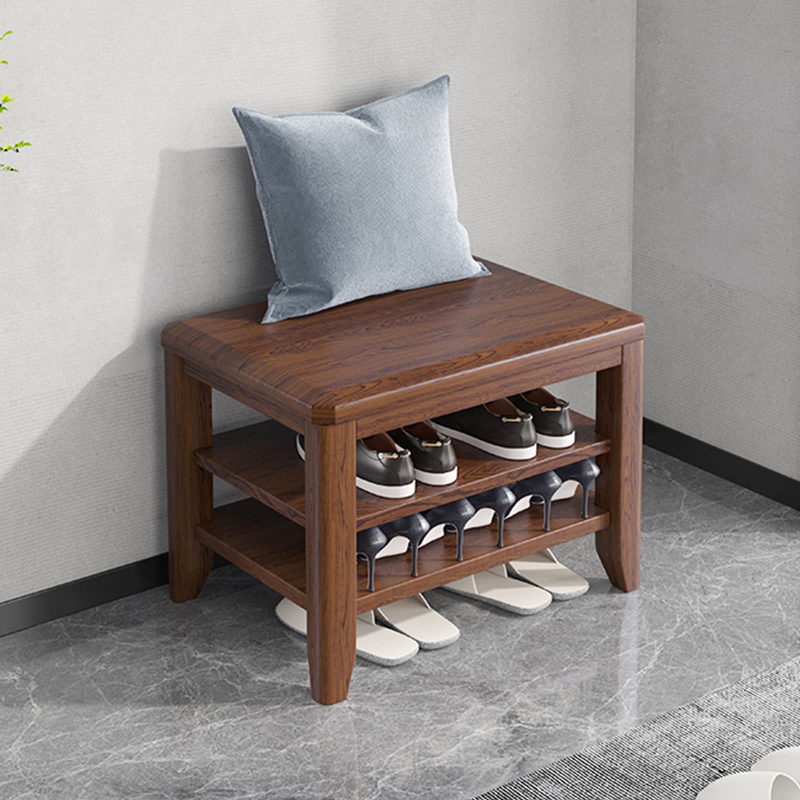 Banc à chaussures en bois massif robuste meuble rangement entrée