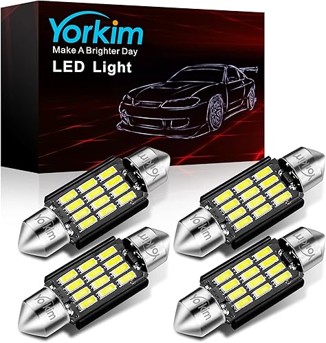 Bombilla LED Yorkim 6418 tipo festoon de 1.4 pulgadas, 6500K, color blanco, muy brillantes, luces interiores, 12 chipsets SMD 4014, bombillas 4410,