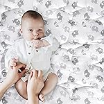 Baby Play Mat Extra Thick, Large, Crawling Mat Non Slip Padded Baby Mats for Playing 79x55 Inches, Grey Elephant