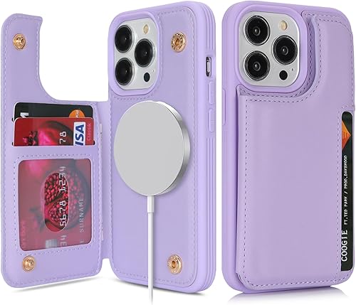 Miniatura 7 de Funda para iPhone 14 Pro con tarjetero de crédito, caja fuerte para iPhone 14 Pro, funda de cuero para mujer, compatible con mag Safe Wallet