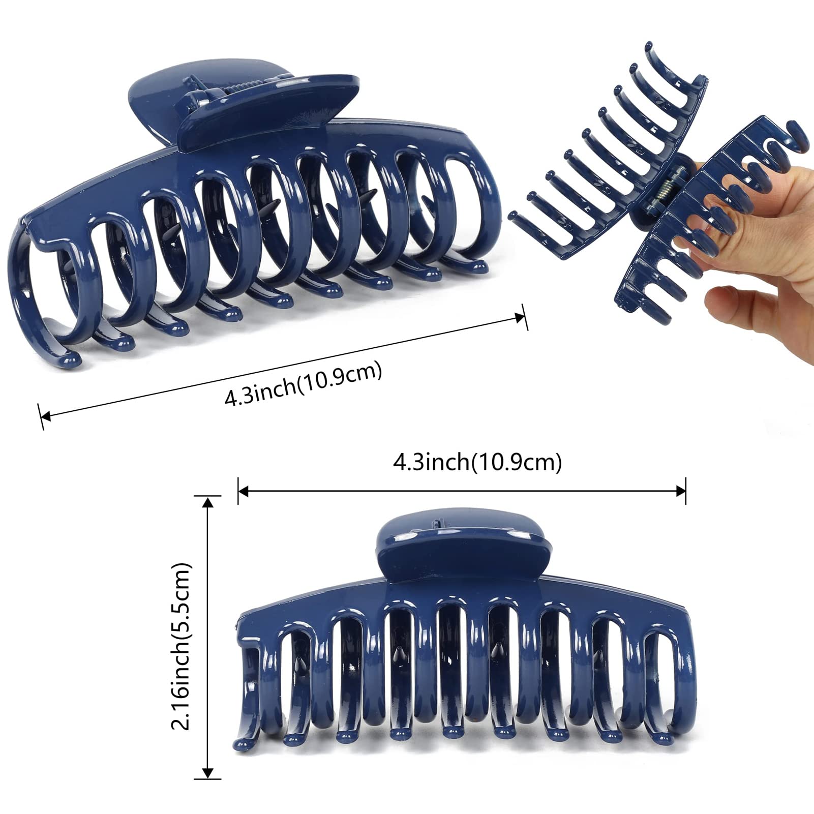 Pinzas para el cabello grandes para cabello grueso, pinzas para el cabello para niñas, pinzas para el cabello mate, pinzas para el cabello neutrales, paquete de 6