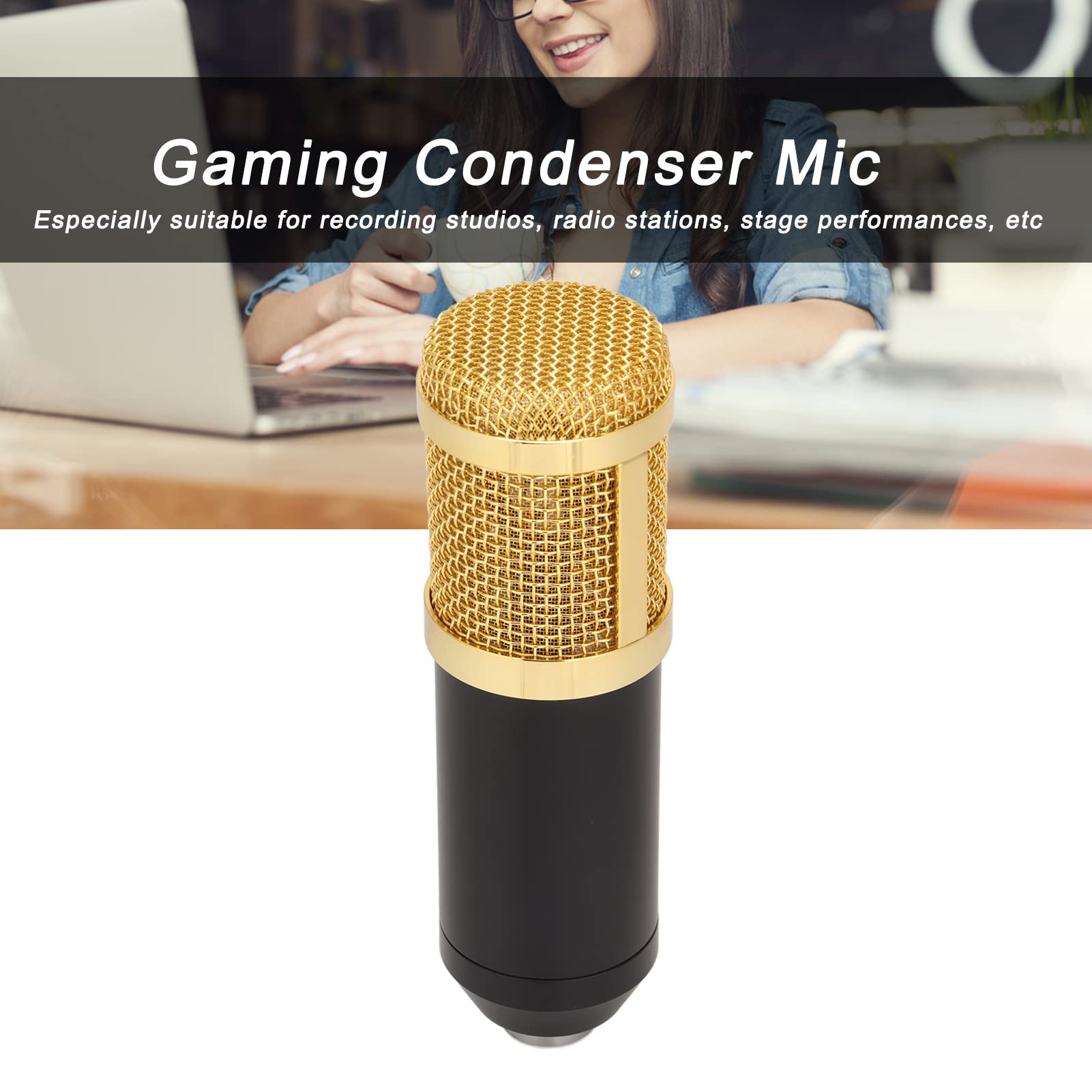Annadue Gaming Condenser Mic, BM800 Broadcast Recording Microphone XLR to 3.5mm with Shock Mount - Image 3