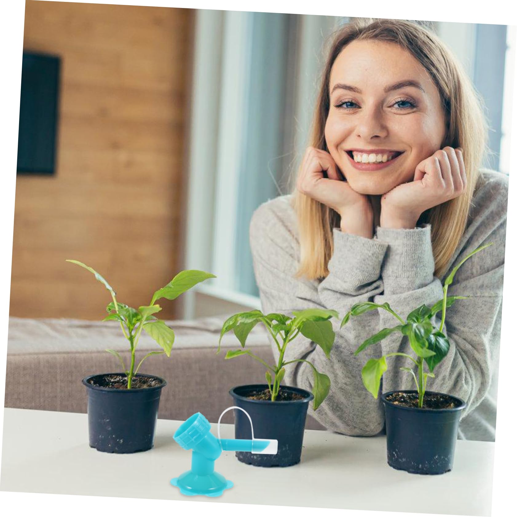 Spruzzatori per Irrigazione Piante 5 Pezzi in Plastica Blu Controllo Volume Acqua, Design Creativo, Attaccabili a Bottiglie, per Irrigazione Fiori in Famiglia