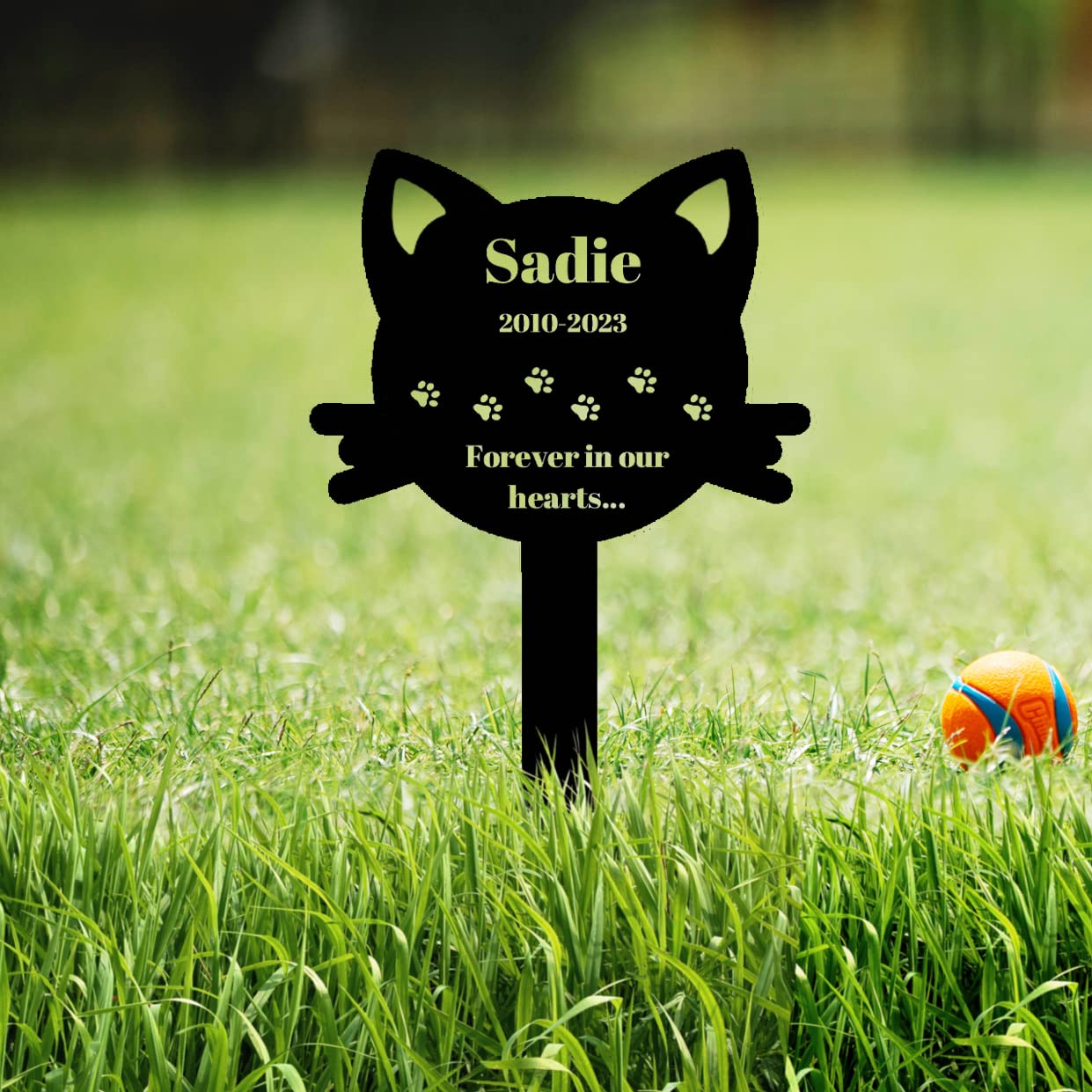 Goodqueen Personalized Cat Memorial Garden Stake, Custom Cat Paw Memorial Grave Marker Outdoor, Customized Cat Plaque Stake
