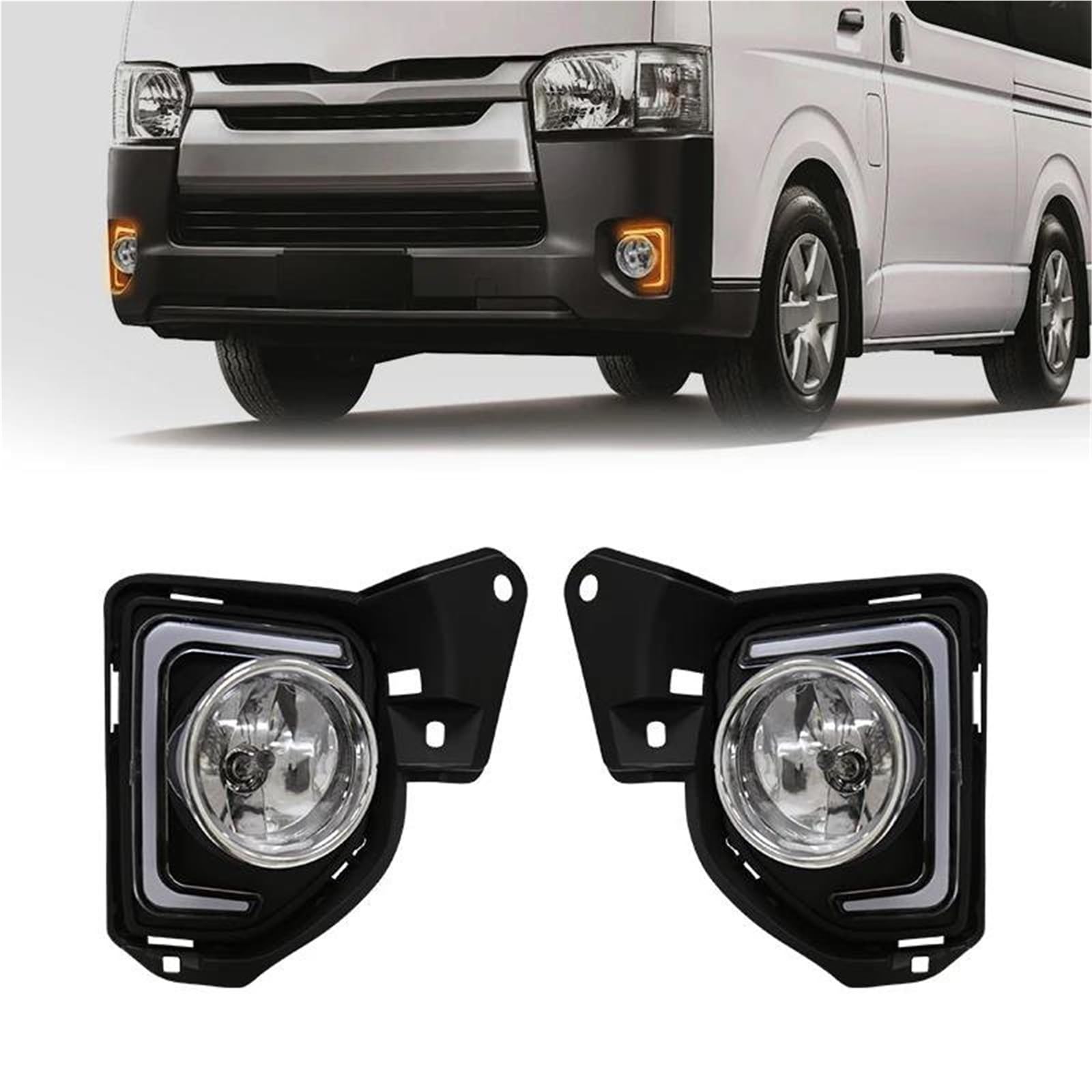 Faro Antiniebla Luces Diurnas LED DRL Conjunto De Faros Antiniebla Para Toyota Para Hiace Commuter 2014-2016 Cables Interruptores Antiniebla(DRL)